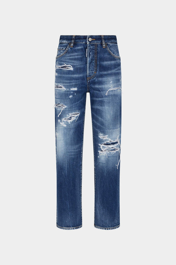 DSQUARED2 DARK RIPPED WASH BOSTON JEANS