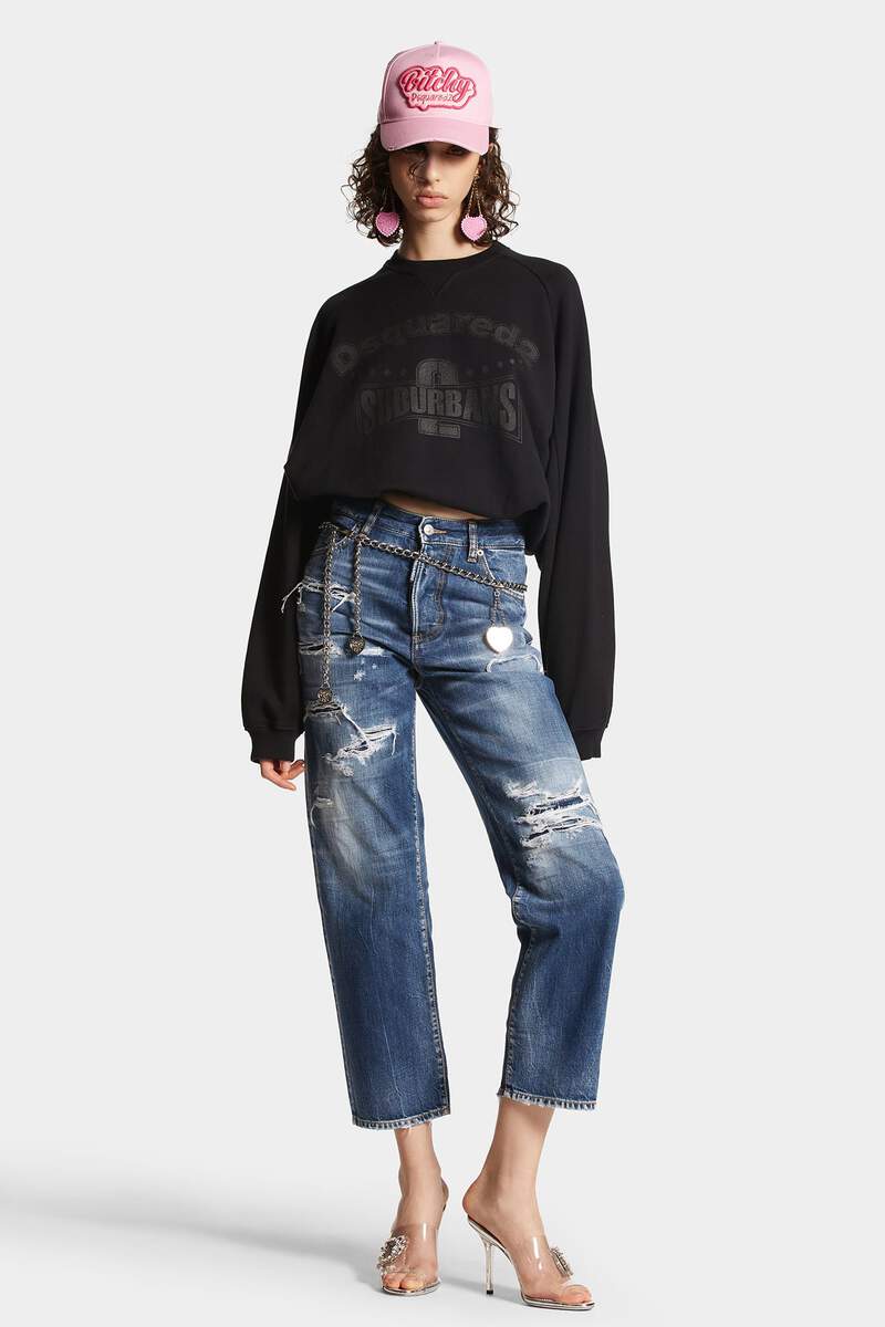 DSQUARED2｜DARK RIPPED WASH BOSTON JEANS 女款牛仔褲