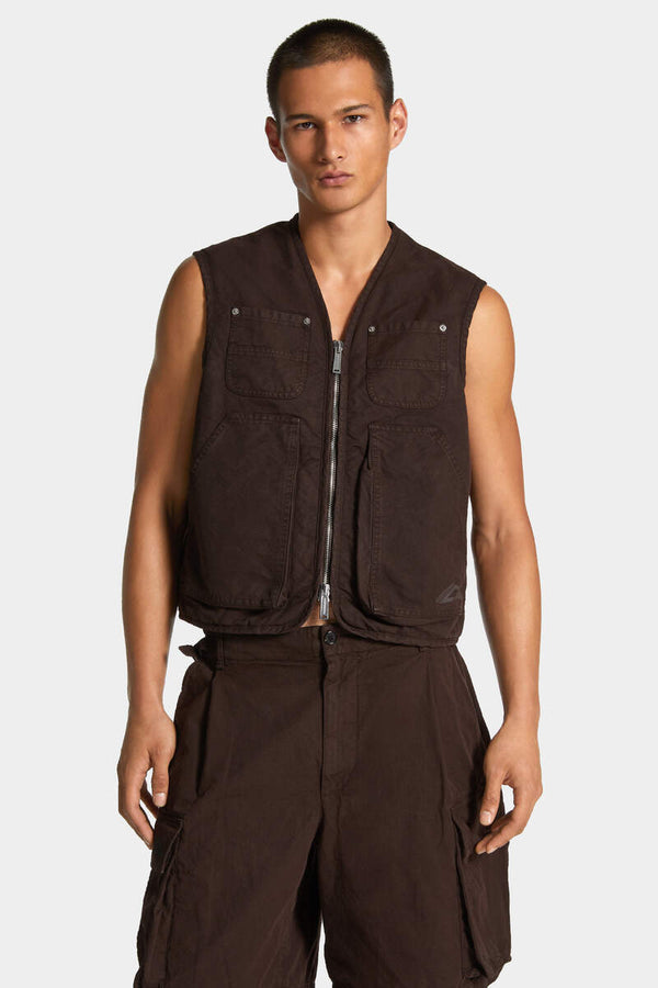 DSQUARED2｜ICON NEW GENERATION CANVAS UTILITY VEST 男款背心