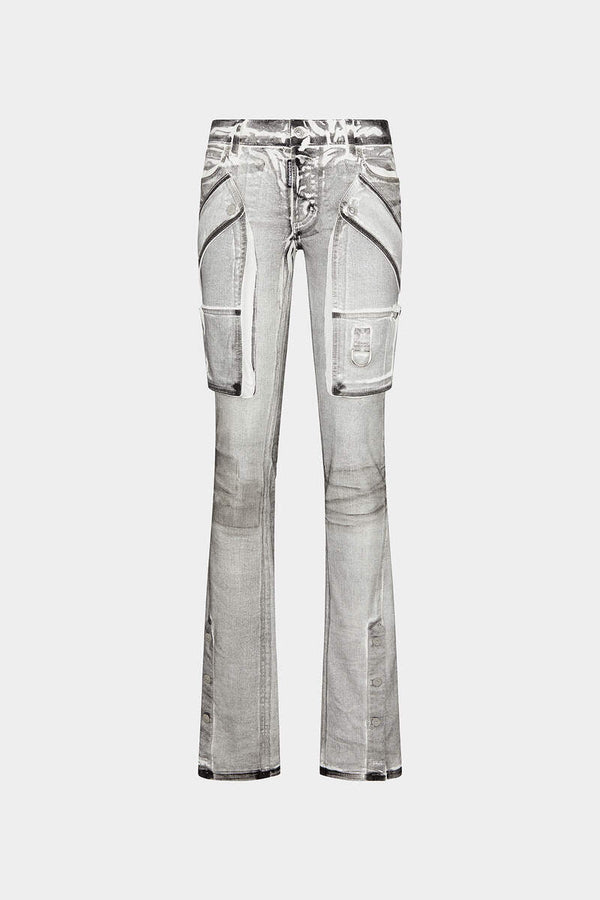 DSQUARED2 ICON WHITE COAL WASH TRUMPET JEANS
