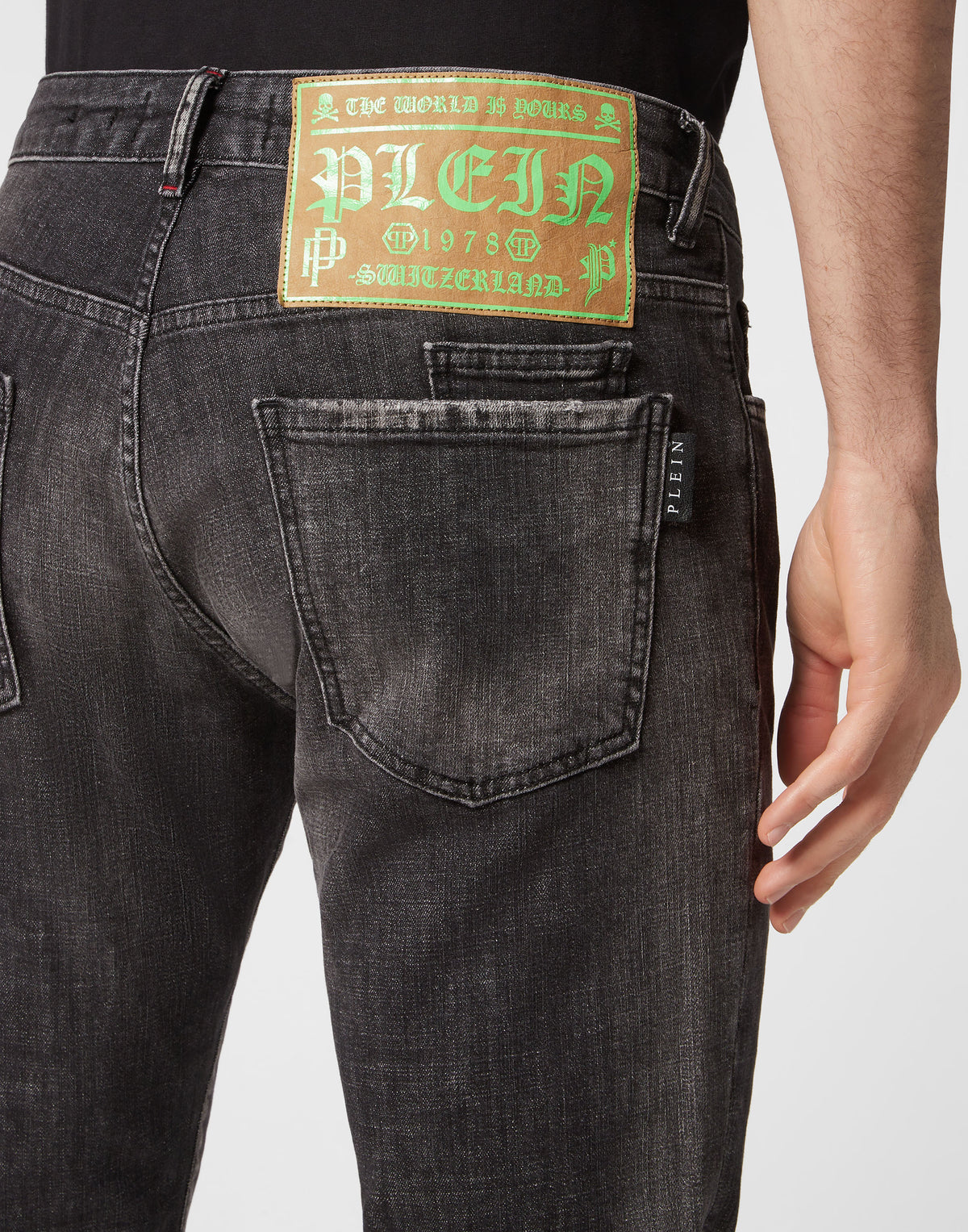 Philipp Plein｜Denim Trousers Super Straight Cut Skull&Bones 男款牛仔褲