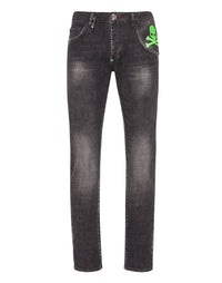 PHILIPP PLEIN Denim Trousers Super Straight Cut Skull&Bones