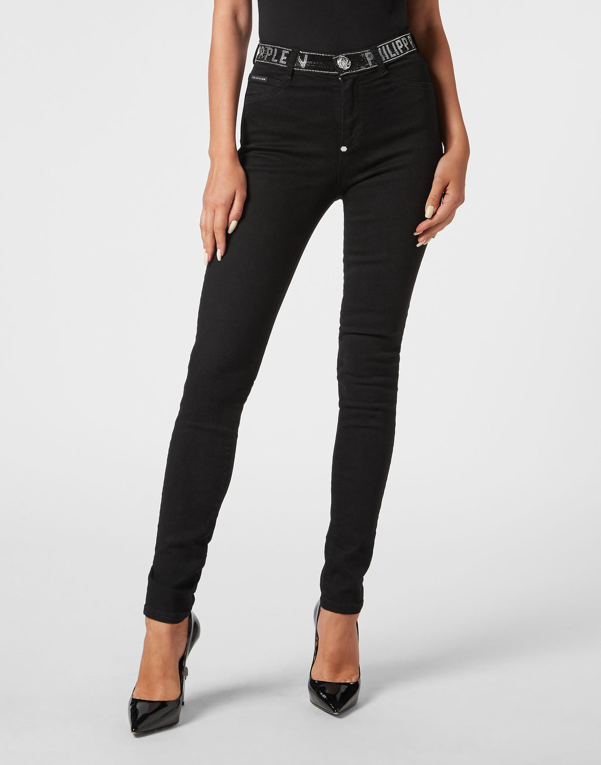 Philipp Plein｜High Waist Jeggings Crystal 女款彈力牛仔褲