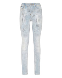 PHILIPP PLEIN High Waist Jeggings Crystal Pinstripe