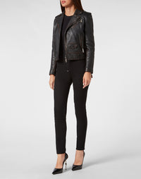 Philipp Plein｜Vintage Leather Boxy Biker 女款皮外套