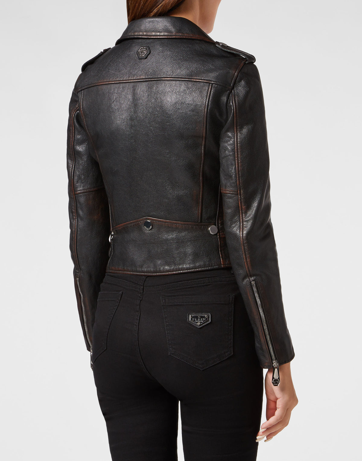 Philipp Plein｜Vintage Leather Boxy Biker 女款皮外套