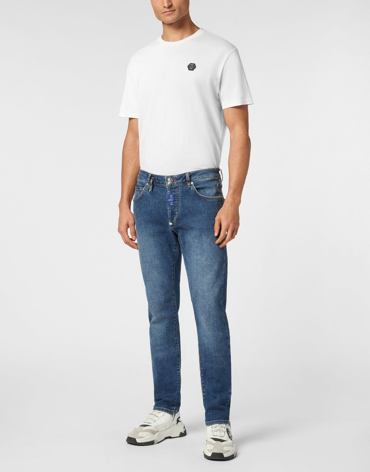 Philipp Plein Denim Super Straight Hexagon 男款穿搭示範 189cm 32號