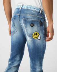 Philipp Plein｜Denim Super Straight Cut Trousers Smile 男款牛仔褲