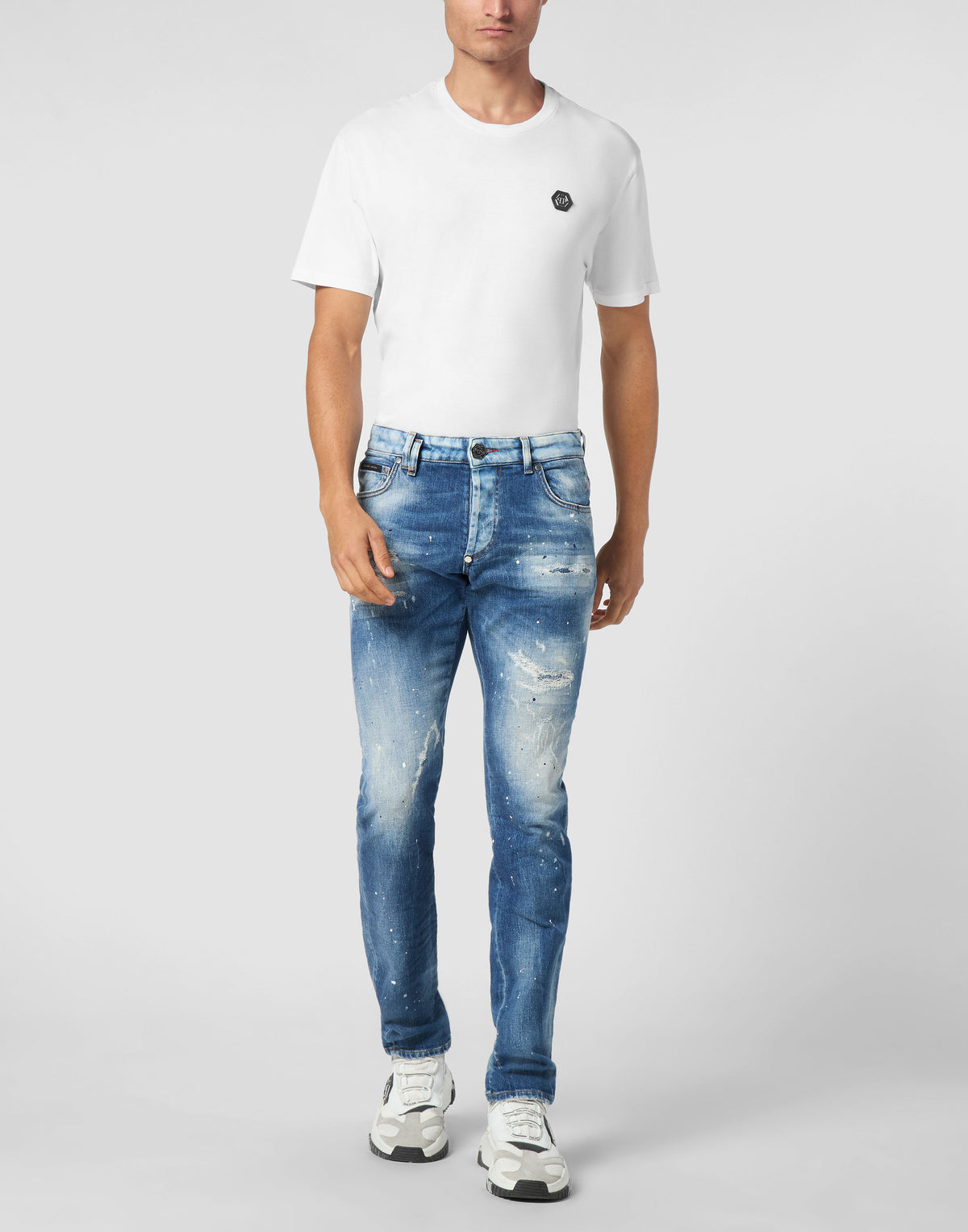Philipp Plein｜Denim Super Straight Cut Trousers Smile 男款牛仔褲
