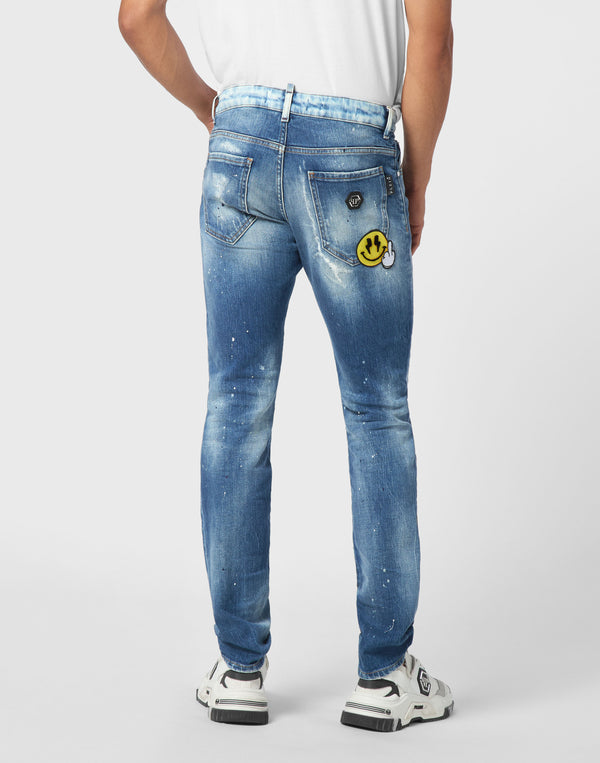 Philipp Plein｜Denim Super Straight Cut Trousers Smile 男款牛仔褲