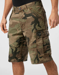 Philipp Plein｜Denim Cargo Shorts Studs 男款牛仔短褲