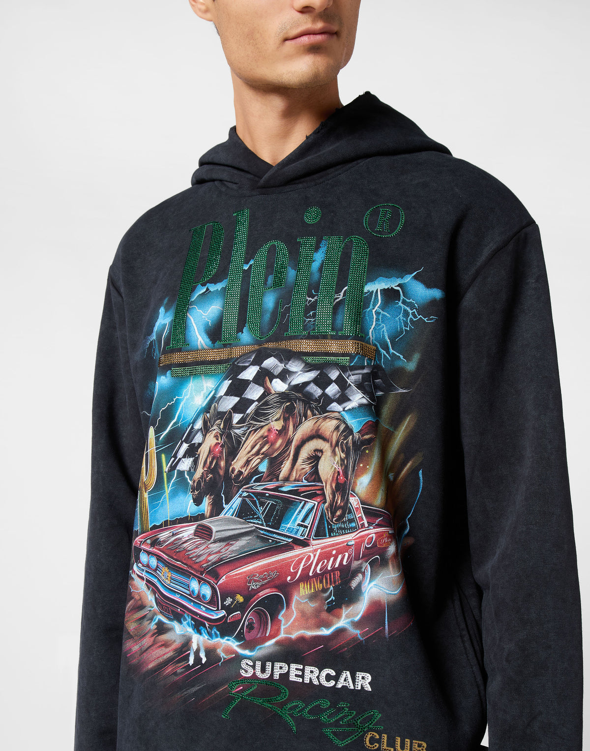 Philipp Plein｜Hoodie Sweatshirt LS Racing Club 男款帽T