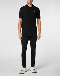 Philipp Plein｜Jacquard Silk Wool Pullover Polo-Neck SS Monogram 男款Polo衫