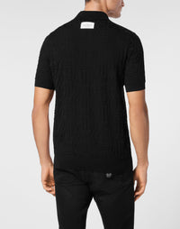 Philipp Plein｜Jacquard Silk Wool Pullover Polo-Neck SS Monogram 男款Polo衫
