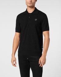 Philipp Plein｜Jacquard Silk Wool Pullover Polo-Neck SS Monogram 男款Polo衫