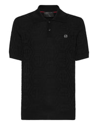 PHILIPP PLEIN Jacquard Silk Wool Pullover Polo-Neck SS Monogram