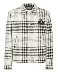 Philipp Plein Jacket LS Gothic Plein 白底黑格威爾斯格紋羊毛外套 男款正面 尺寸52