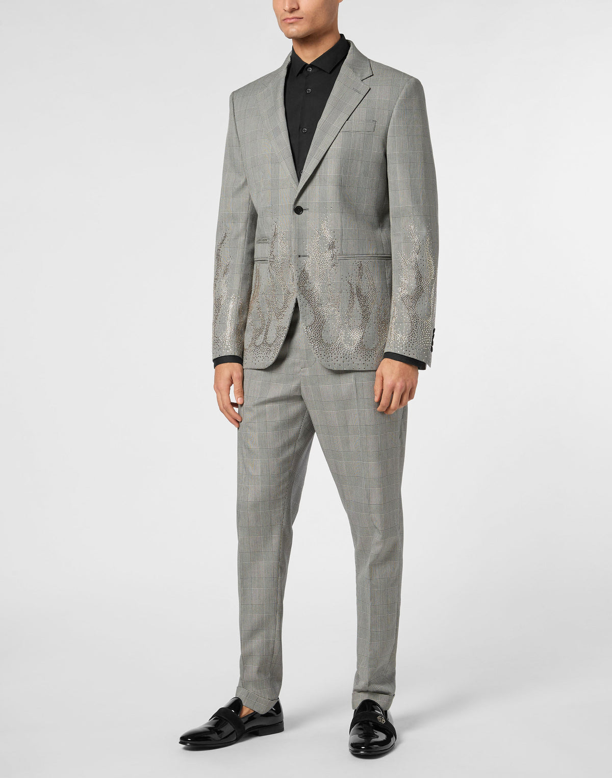 Philipp Plein English Check Blazer Strass Flame 男款穿搭示範 189cm 52號