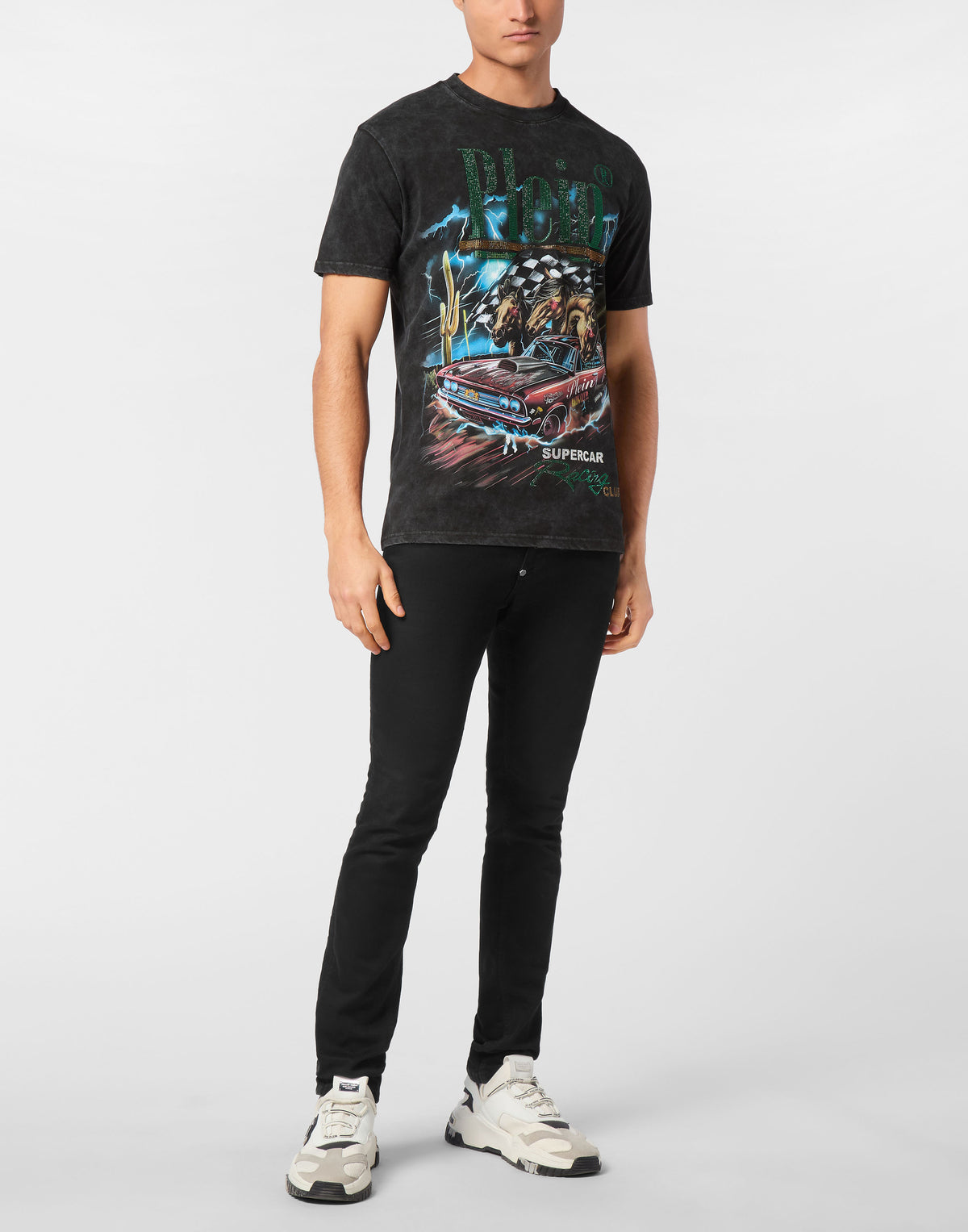 Philipp Plein｜Jersey T-shirt Round Neck SS Racing Club 男款T恤