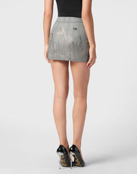 Philipp Plein Checkered Mini Skirt Strass Flame 女款格紋水鑽短裙穿搭示範