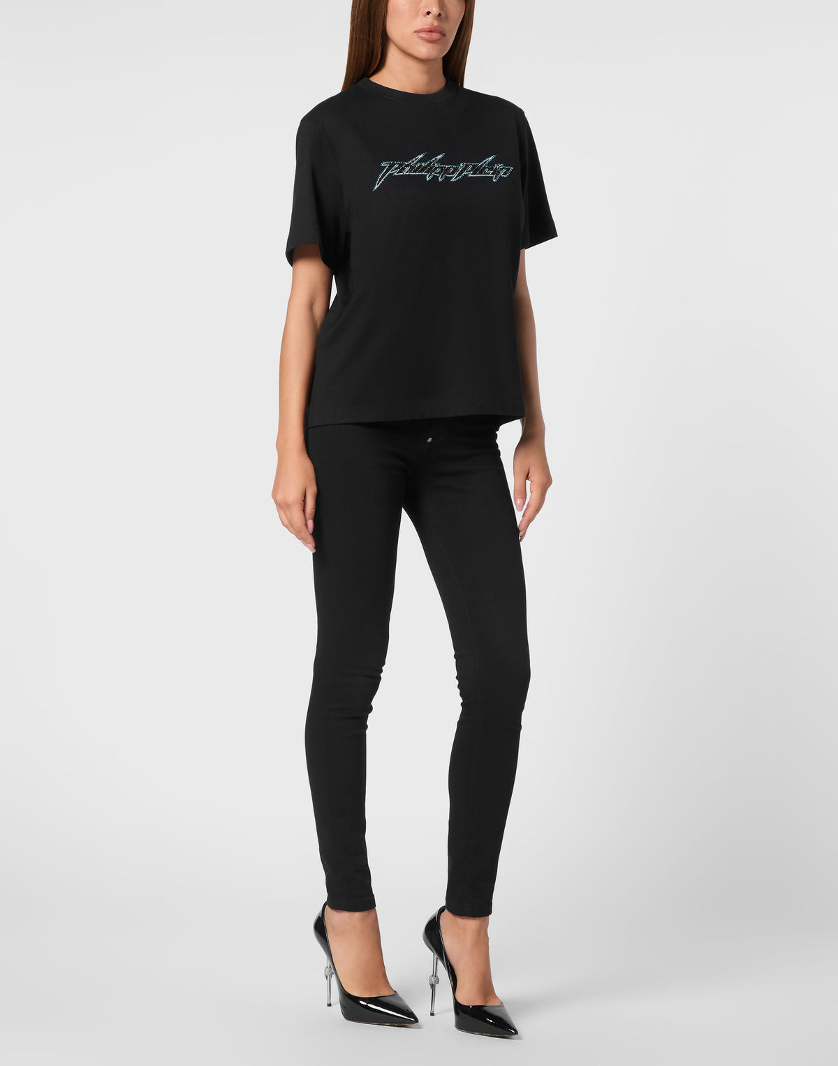 Philipp Plein｜Jersey T-Shirt Man Fit Round Neck SS Logo 女款T恤