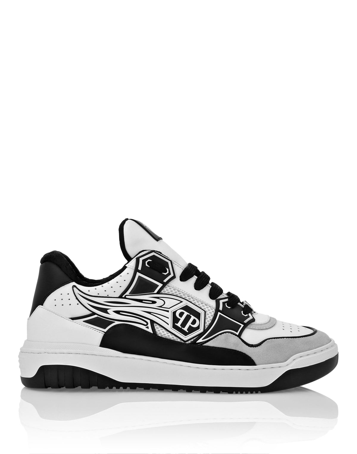 Philipp Plein｜Mix Leather Lo-Top Sneakers Strass Hexagon 男款運動鞋