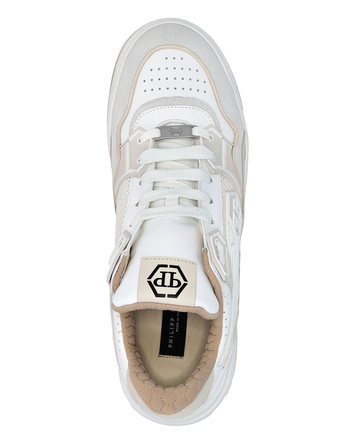 Philipp Plein｜Mix Leather Lo-Top Sneakers Strass Hexagon 男款運動鞋