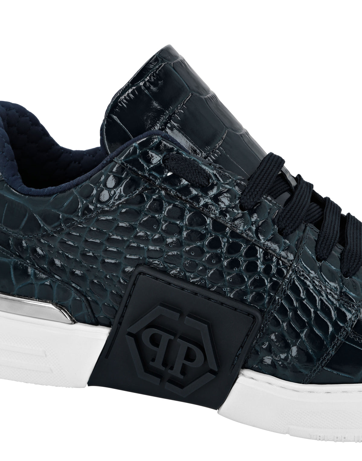 Philipp Plein｜Croco Printed Leather Lo-Top Sneakers Hexagon 男款運動鞋
