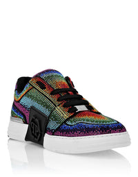 PHILIPP PLEIN Suede Lo-Top Sneakers Strass Hexagon