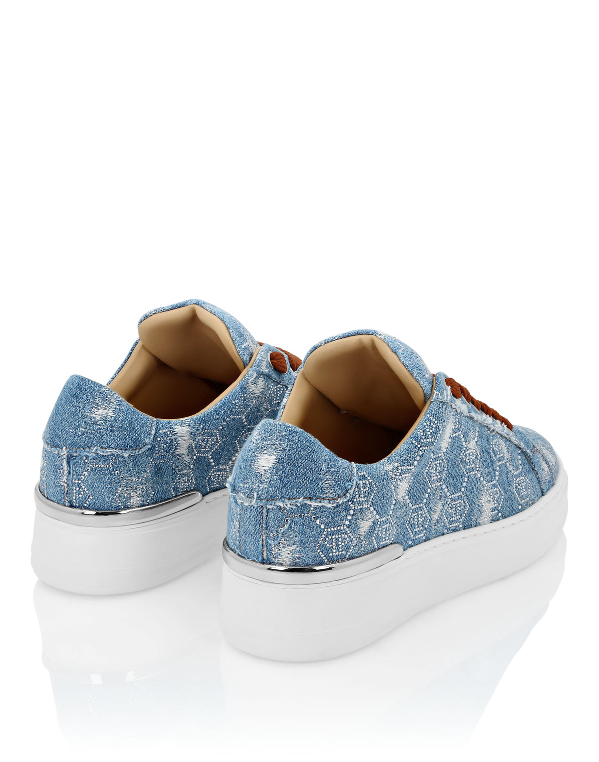 Philipp Plein｜Denim Lo Top Sneakers Monogram Strass 女款丹寧休閒鞋