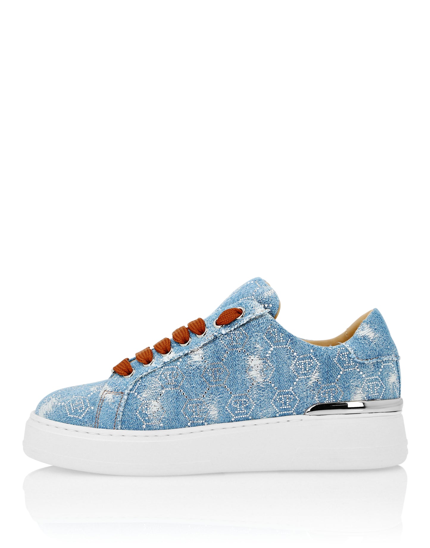 Denim Lo Top Sneakers Monogram Strass