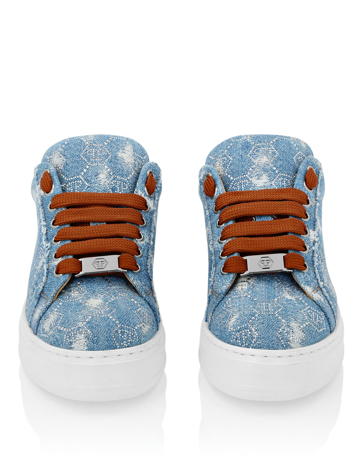 Philipp Plein｜Denim Lo Top Sneakers Monogram Strass 女款丹寧休閒鞋