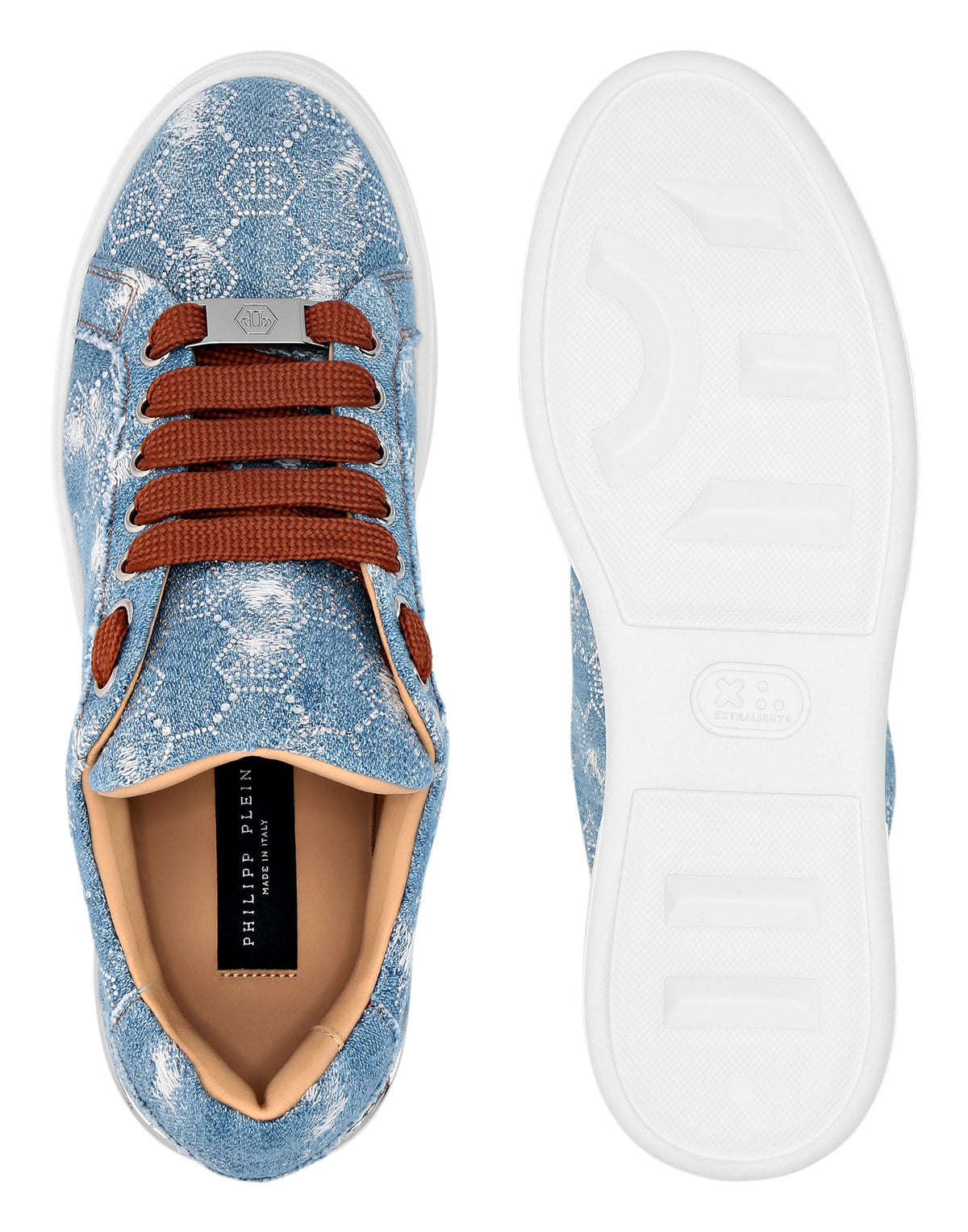 Philipp Plein｜Denim Lo Top Sneakers Monogram Strass 女款丹寧休閒鞋