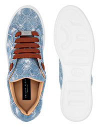 Philipp Plein｜Denim Lo Top Sneakers Monogram Strass 女款丹寧休閒鞋