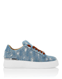 Philipp Plein｜Denim Lo Top Sneakers Monogram Strass 女款丹寧休閒鞋