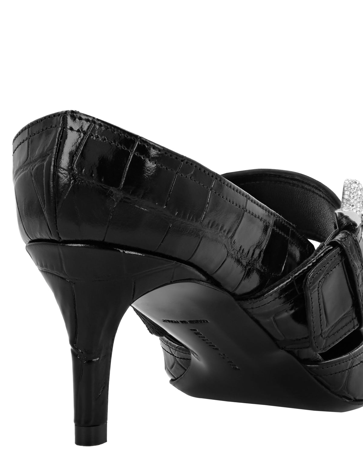 Philipp Plein Croco Leather Mule Skull Strass 5.5cm覆蓋式細跟與鞋底展示