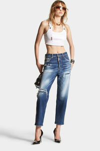 DSQUARED2｜MEDIUM RIPPED KNEE WASH BOSTON JEANS 女款牛仔褲