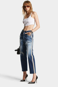 DSQUARED2｜MEDIUM RIPPED KNEE WASH BOSTON JEANS 女款牛仔褲