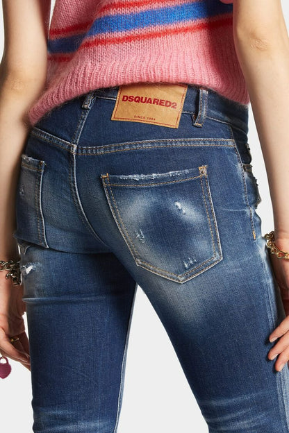 RIPPED KNEE WASH MEDIUM WAIST JENNIFER JEANS