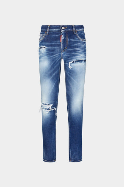 RIPPED KNEE WASH MEDIUM WAIST JENNIFER JEANS