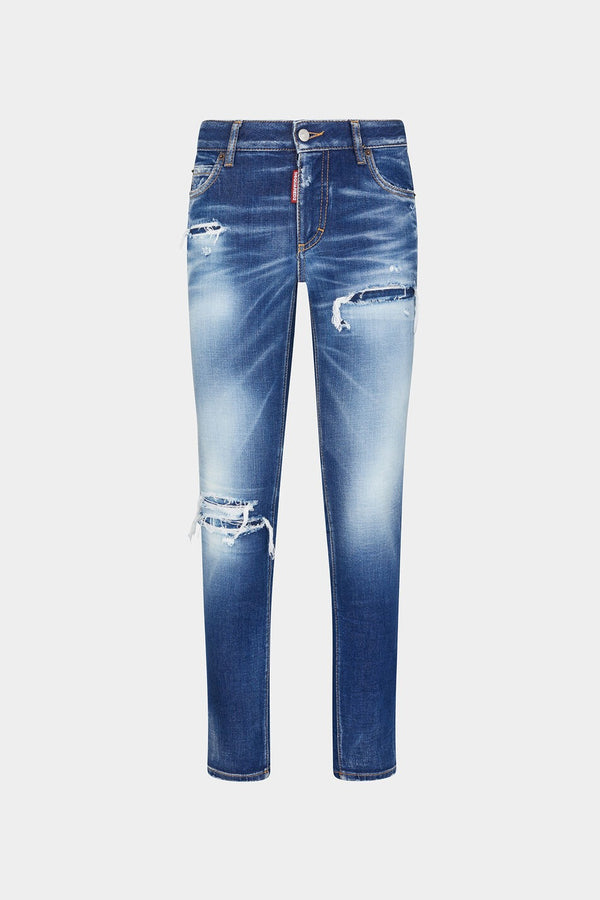 DSQUARED2 RIPPED KNEE WASH MEDIUM WAIST JENNIFER JEANS