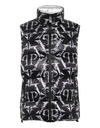 PHILIPP PLEIN Nylon Puffer Vest Chrome black