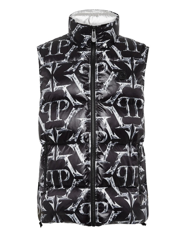 PHILIPP PLEIN Nylon Puffer Vest Chrome black