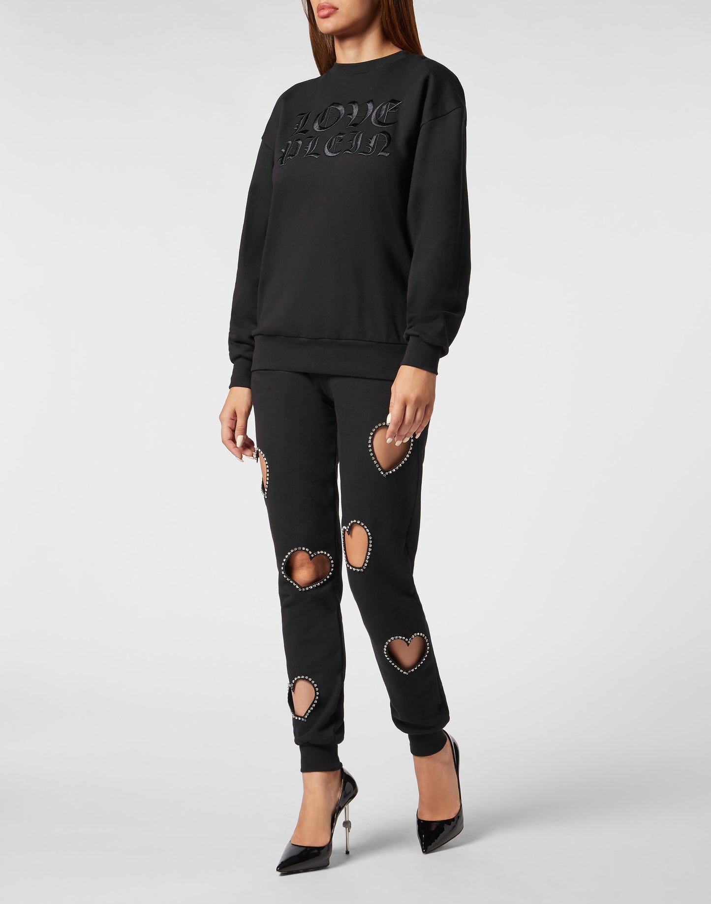 Padded Shoulder Sweatshirt Roundneck Heart