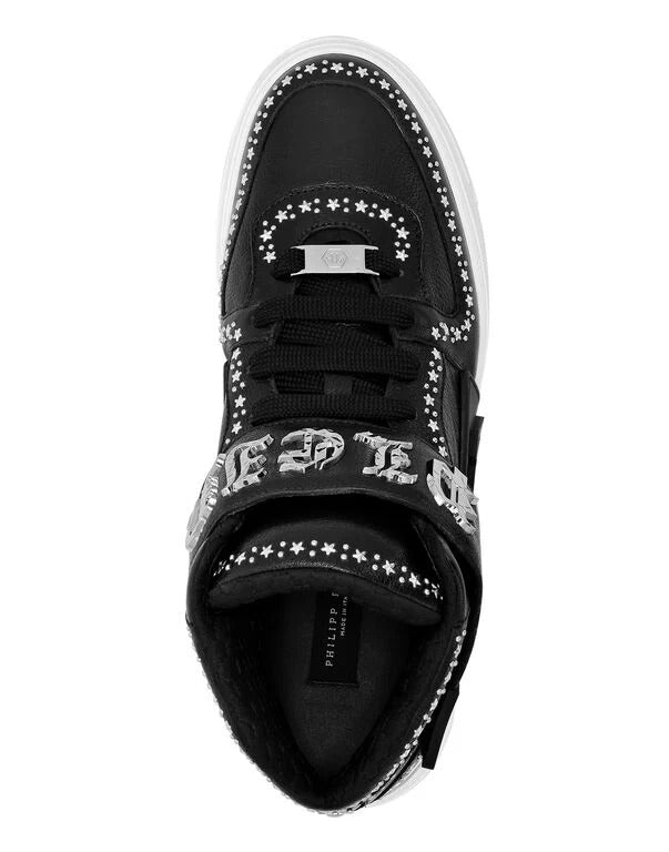 Philipp Plein｜Nappa Leather Mid-Top Sneakers Gothic Plein 男款運動鞋
