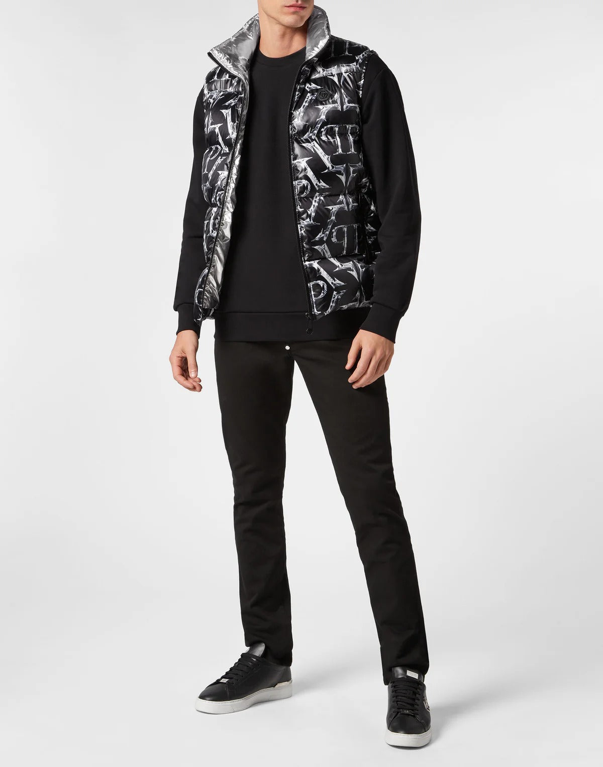 Nylon Puffer Vest Chrome black