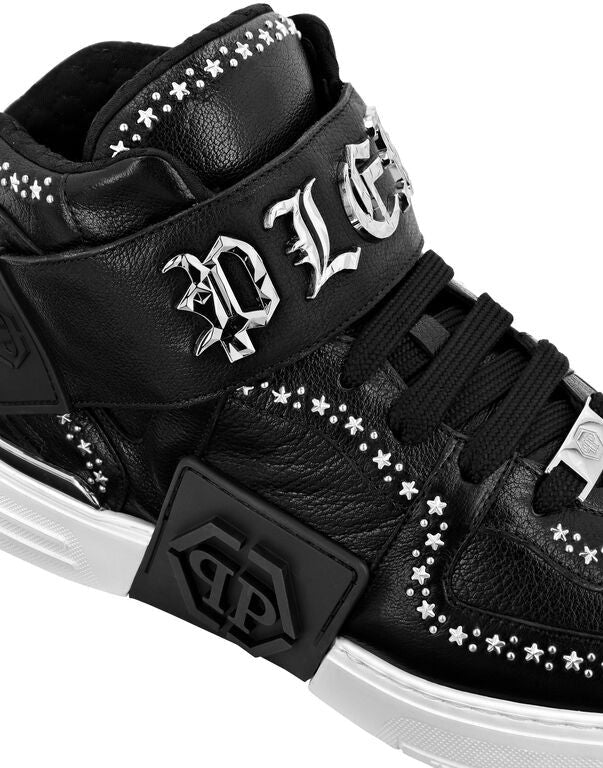 Philipp Plein｜Nappa Leather Mid-Top Sneakers Gothic Plein 男款運動鞋